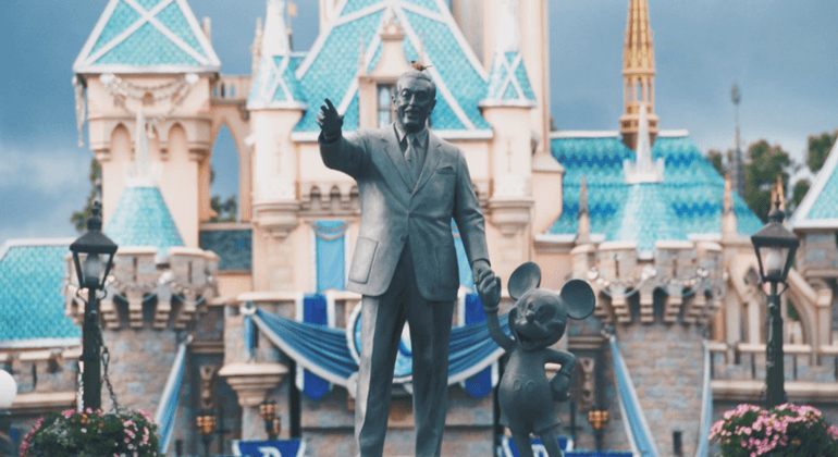 Walt Disney and Mickey Mouse statue in The Magic Kingdom 