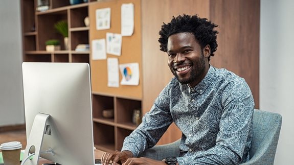 Man applying for a job online 